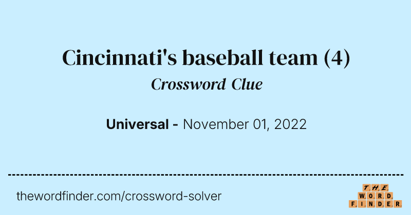 Cincinnati's baseball team crossword clue image
