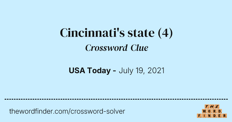 Cincinnati's state crossword clue image