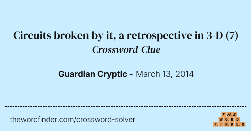 Circuits broken by it, a retrospective in 3-D crossword clue image