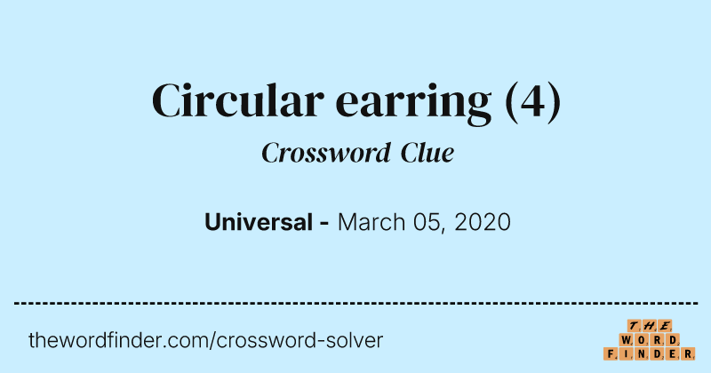 Circular earring crossword clue image