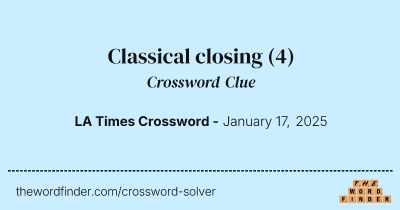 Classical closing crossword clue image