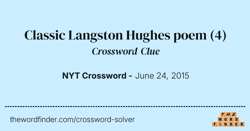Classic Langston Hughes poem crossword clue image
