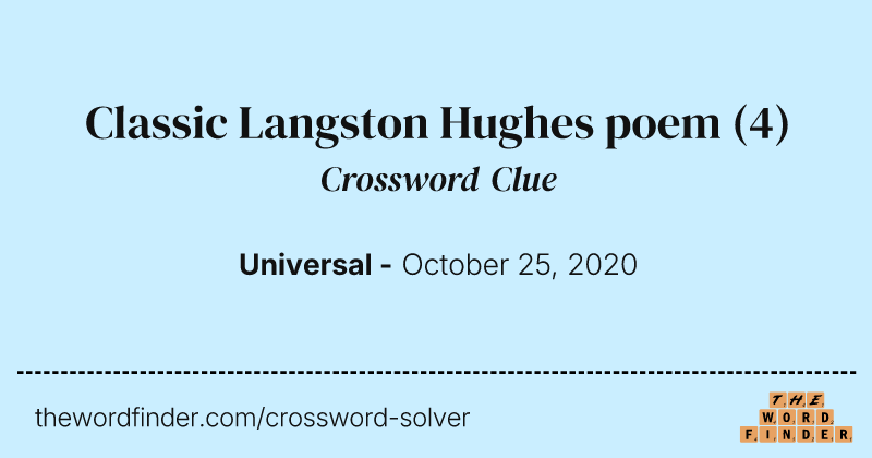 Classic Langston Hughes poem crossword clue image