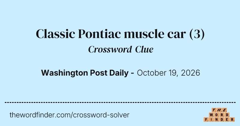 Classic Pontiac muscle car crossword clue image