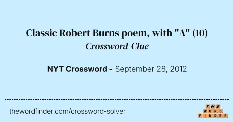 Classic Robert Burns poem, with "A" crossword clue image