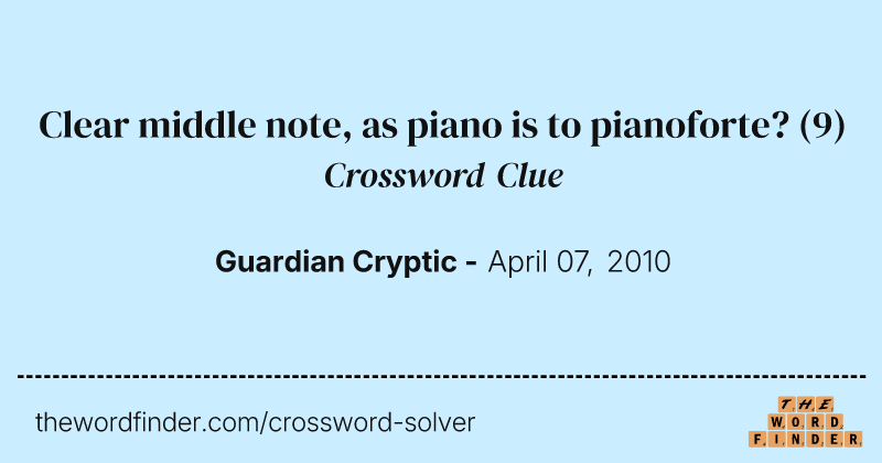 Clear middle note, as piano is to pianoforte? crossword clue image