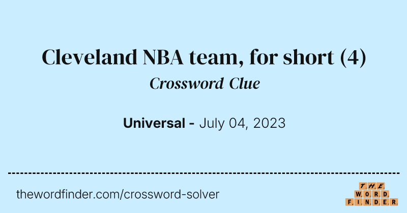 Cleveland NBA team, for short crossword clue image