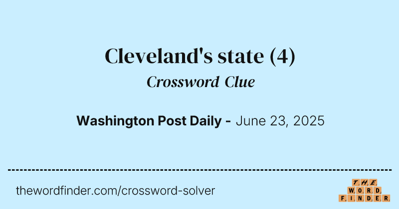 Cleveland's state crossword clue image