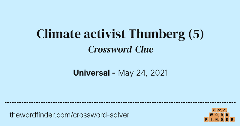 Climate activist Thunberg crossword clue image