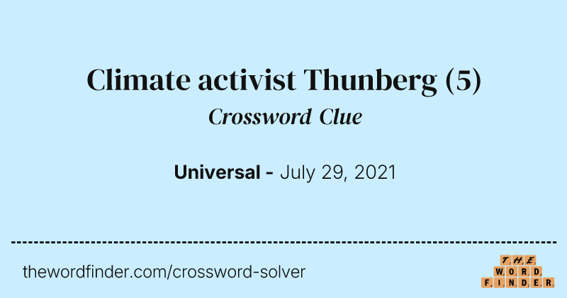 Climate activist Thunberg crossword clue image