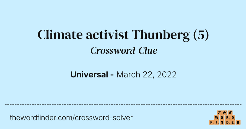Climate activist Thunberg crossword clue image