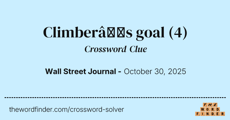 Climber’s goal crossword clue image