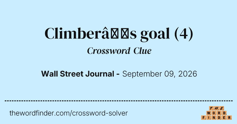 Climber’s goal crossword clue image