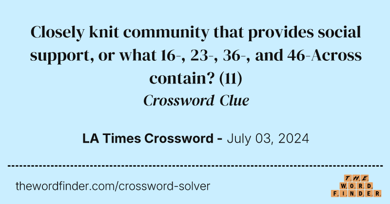 Closely knit community that provides social support, or what 16-, 23-, 36-, and 46-Across contain? crossword clue image