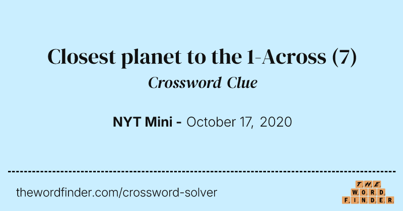 Closest planet to the 1-Across crossword clue image