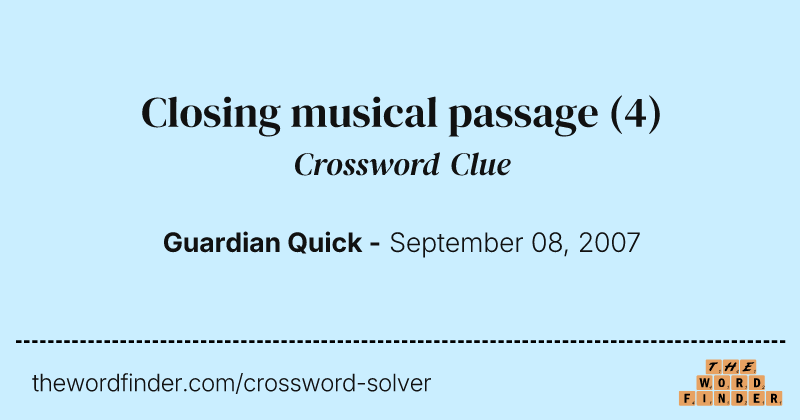 Closing musical passage crossword clue image