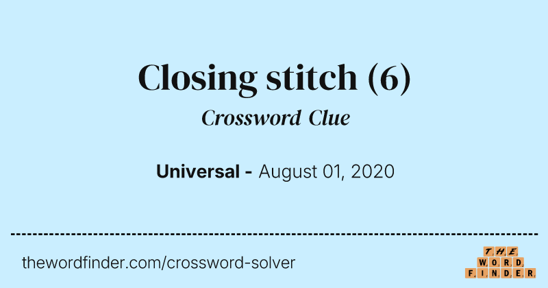 Closing stitch crossword clue image