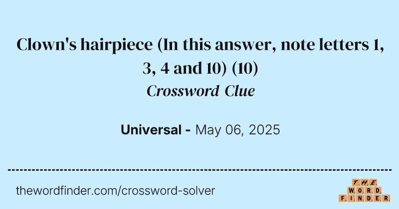 Clown's hairpiece (In this answer, note letters 1, 3, 4 and 10) crossword clue image