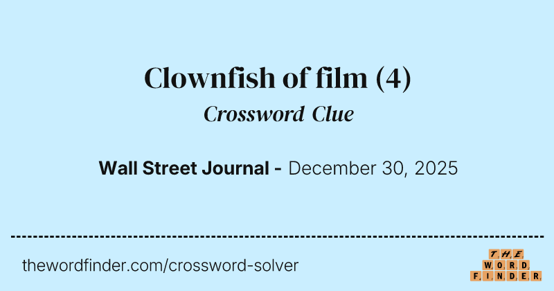 Clownfish of film crossword clue image