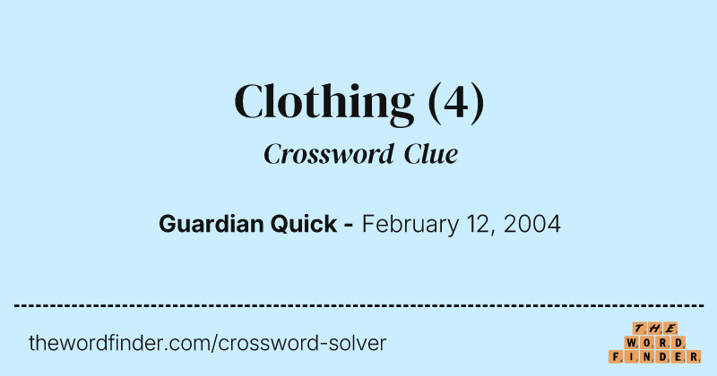 Clothing crossword clue image