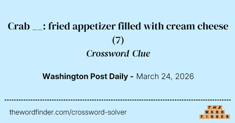 Crab __: fried appetizer filled with cream cheese crossword clue image