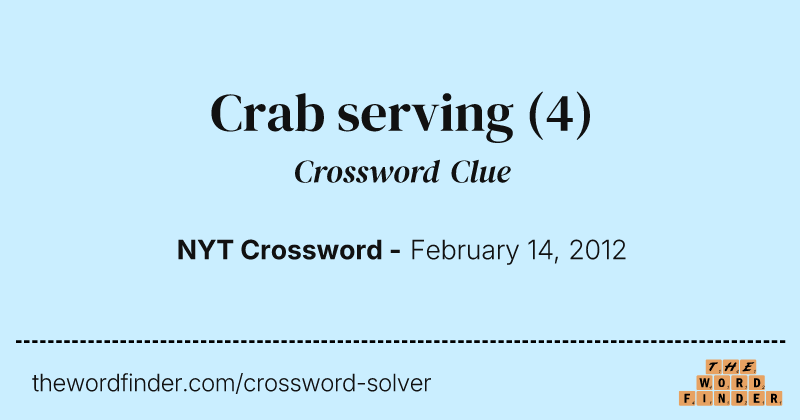 Crab serving crossword clue image