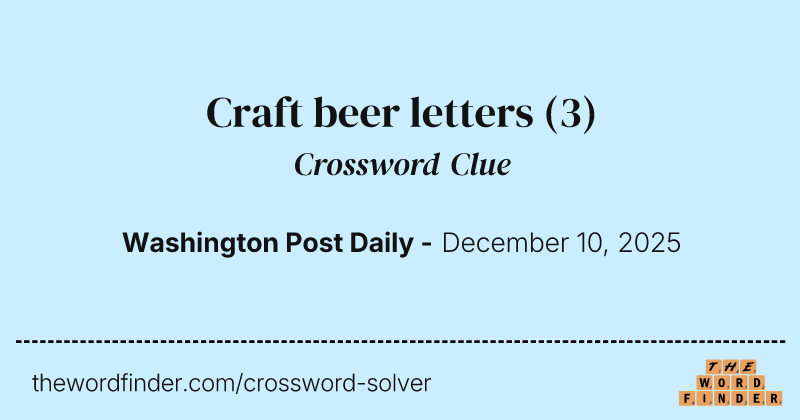 Craft beer letters crossword clue image