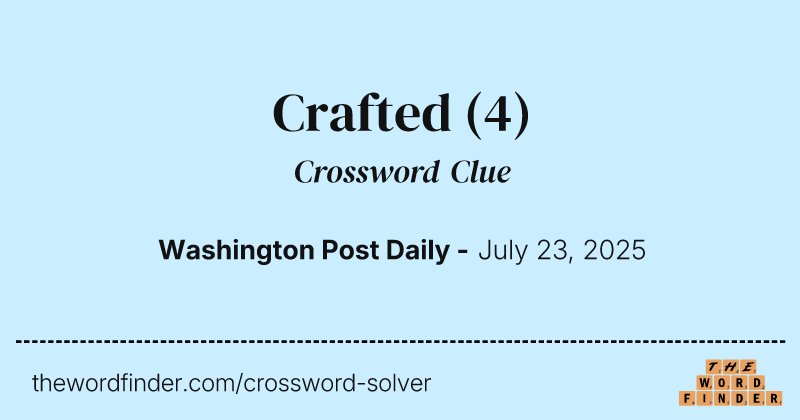 Crafted crossword clue image