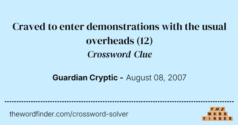 Craved to enter demonstrations with the usual overheads crossword clue image