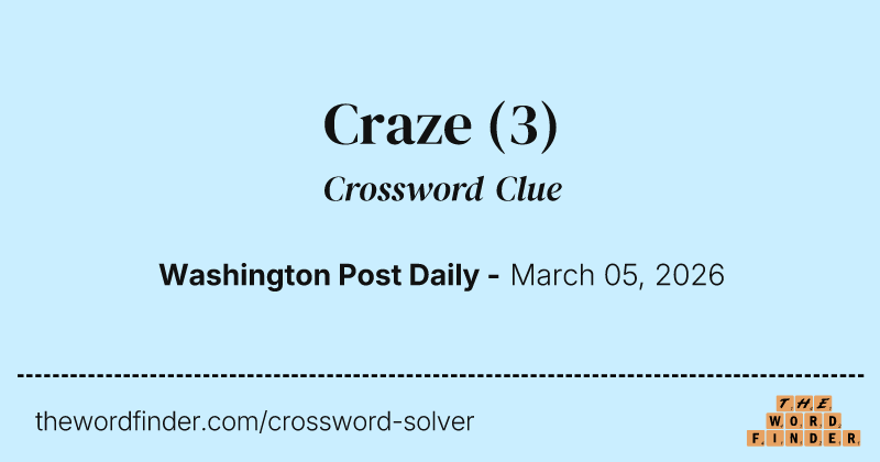 Craze crossword clue image