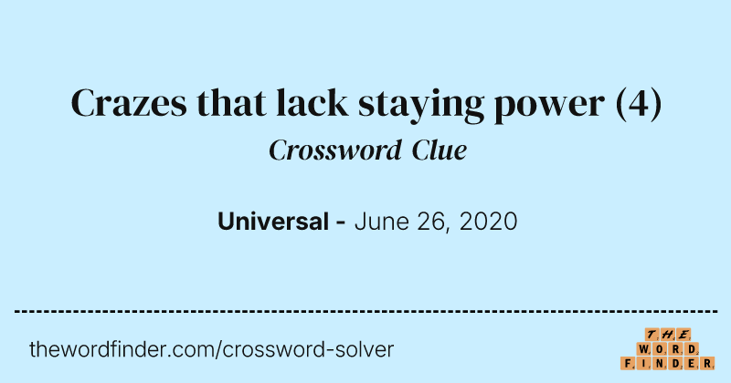 Crazes that lack staying power crossword clue image