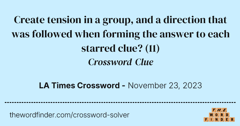 Create tension in a group, and a direction that was followed when forming the answer to each starred clue? crossword clue image