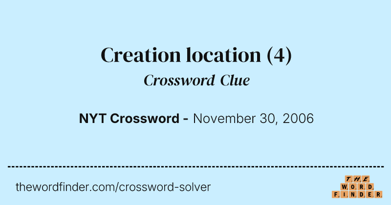 Creation location crossword clue image