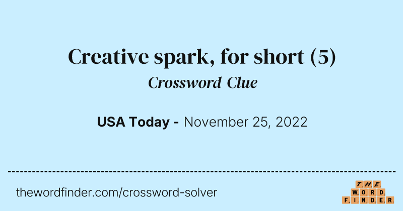 Creative spark, for short crossword clue image