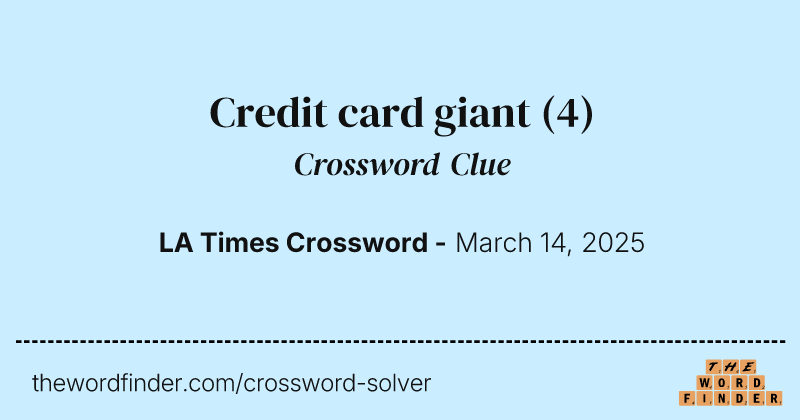 Credit card giant crossword clue image