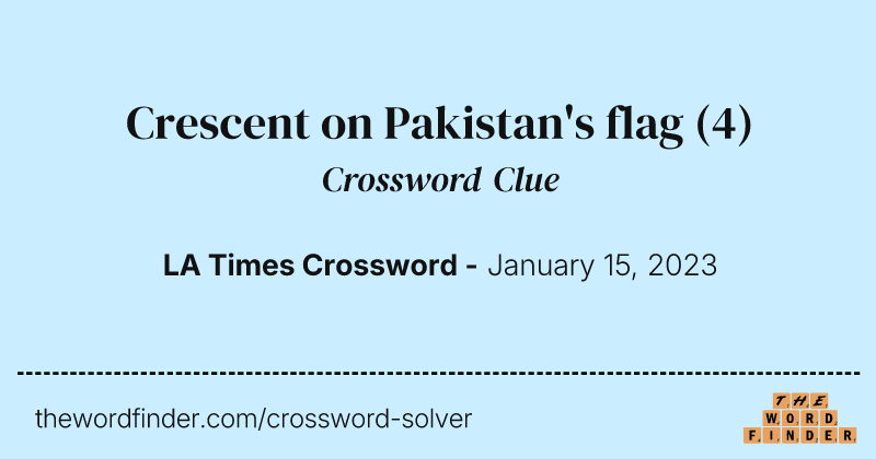 Crescent on Pakistan's flag crossword clue image