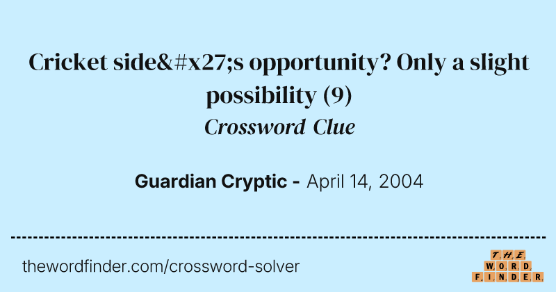Cricket side's opportunity? Only a slight possibility crossword clue image
