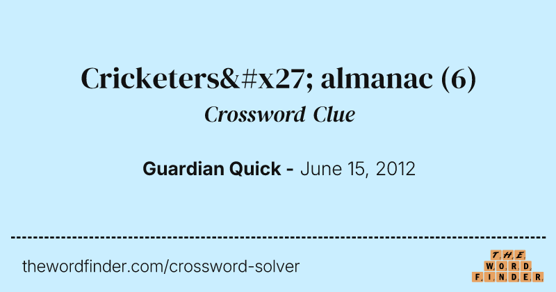 Cricketers' almanac crossword clue image