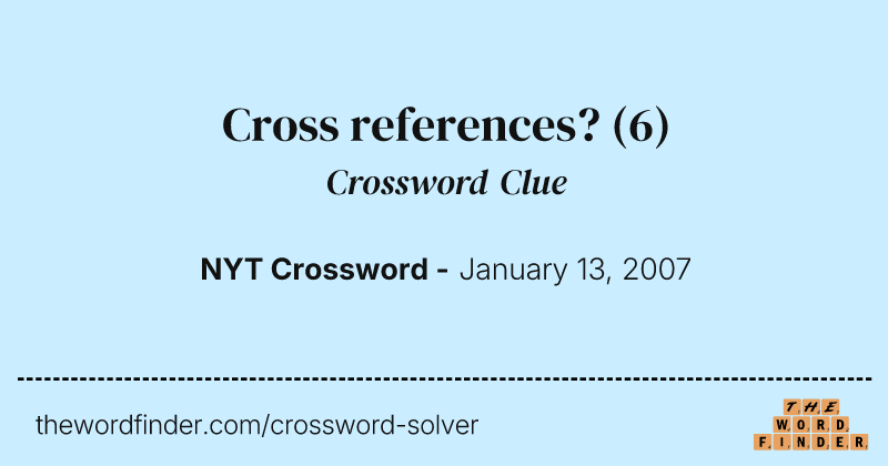Cross references? crossword clue image