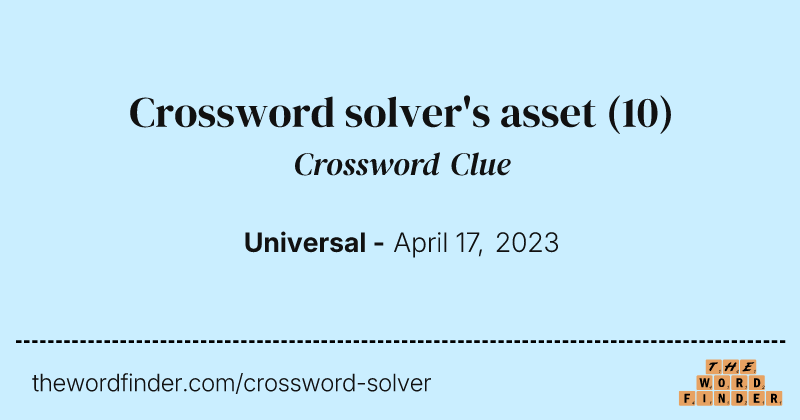Crossword solver's asset crossword clue image