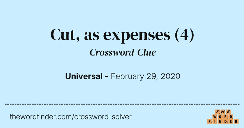 Cut, as expenses crossword clue image