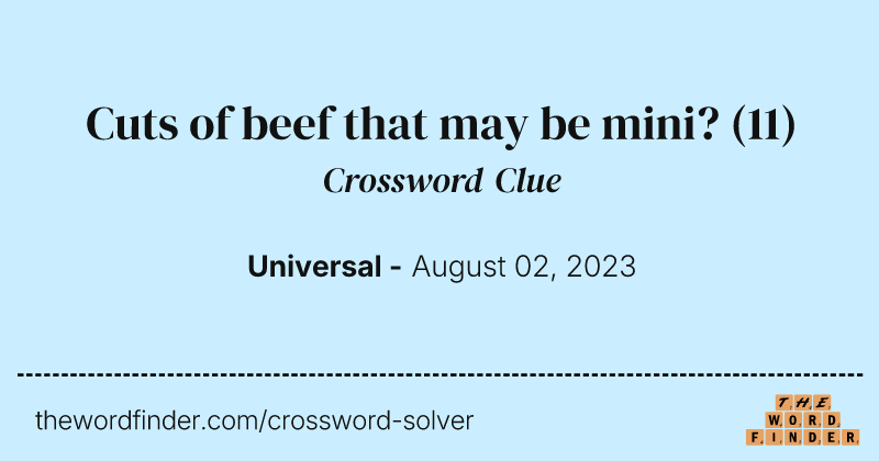Cuts of beef that may be mini? crossword clue image