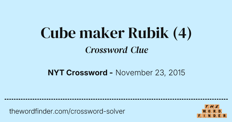 Cube maker Rubik crossword clue image