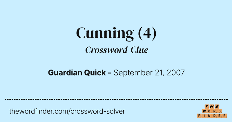 Cunning crossword clue image