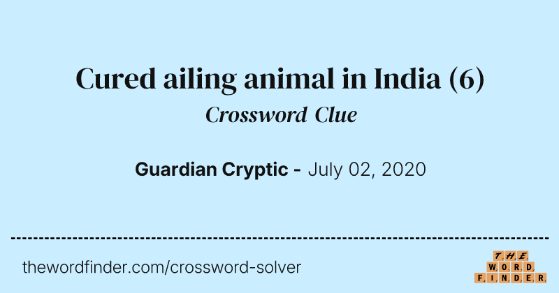 Cured ailing animal in India crossword clue image