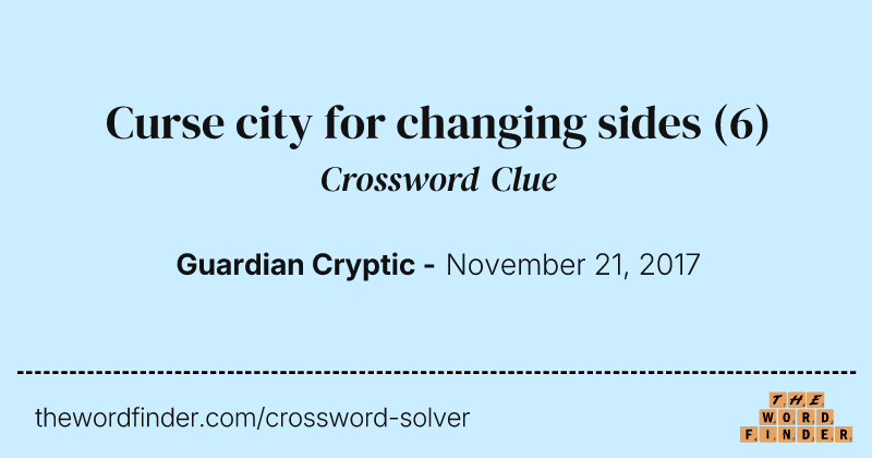 Curse city for changing sides crossword clue image