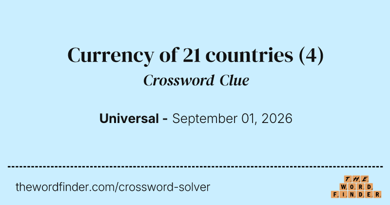 Currency of 21 countries crossword clue image