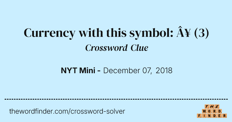 Currency with this symbol: ¥ crossword clue image