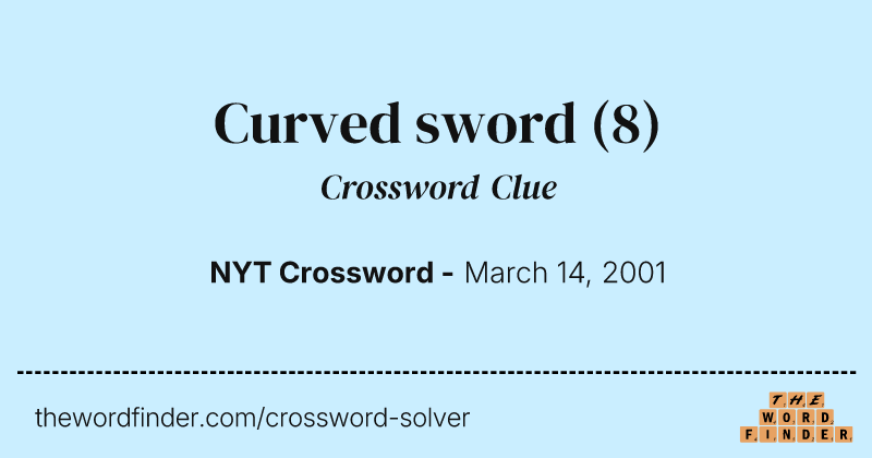 Curved sword crossword clue image