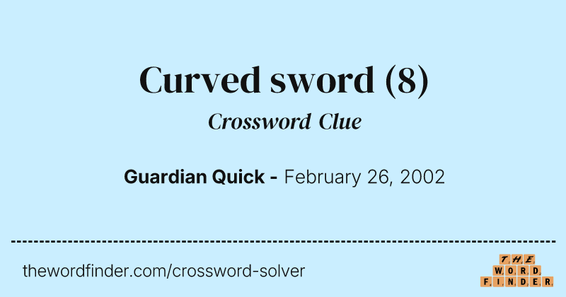 Curved sword crossword clue image